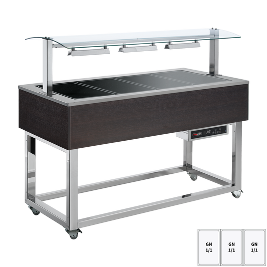 Food display island heated, glass ceramic GN 3-1/1 Wenge | REDFOX - ES BROWN+ 3W