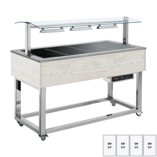 Food display island heated, glass ceramic GN 4-1/1 Hemlock | REDFOX - ES BROWN+ 4H