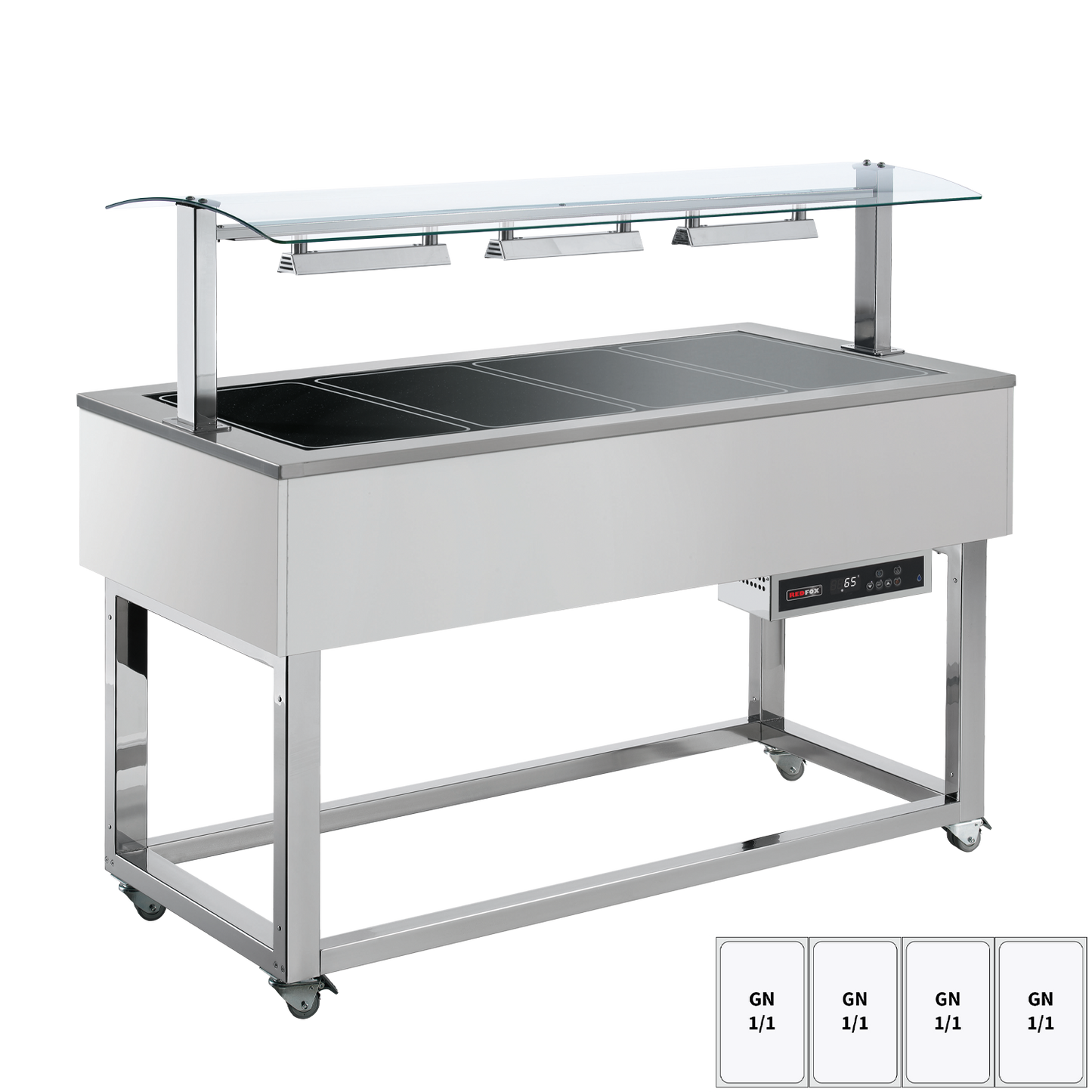 Food display island heated, glass ceramic GN 4-1/1 RAL | REDFOX - ES BROWN+ 4R