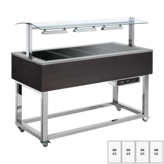 Food display island heated, glass ceramic GN 4-1/1 Wenge | REDFOX - ES BROWN+ 4W