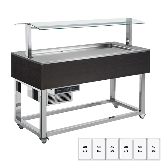 Food display island chilled GN 6-1/1 Wenge | REDFOX - ES LIME+ 6W