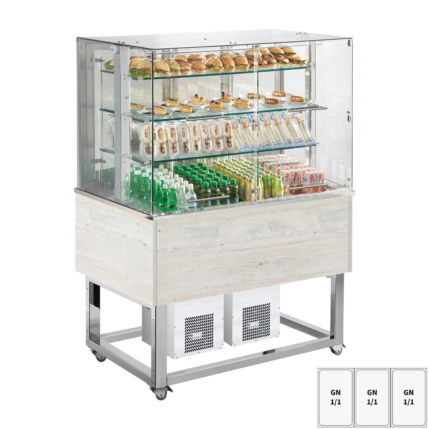 Chilled display unit GN 3-1/1 bottom cover, upwards opening, Hemlock | REDFOX - ES PLATINUM+ 3H DF