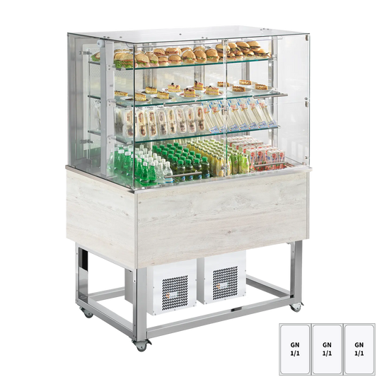 Chilled display unit GN 3-1/1 bottom cover, upwards opening, Hemlock | REDFOX - ES PLATINUM+ 3H DF