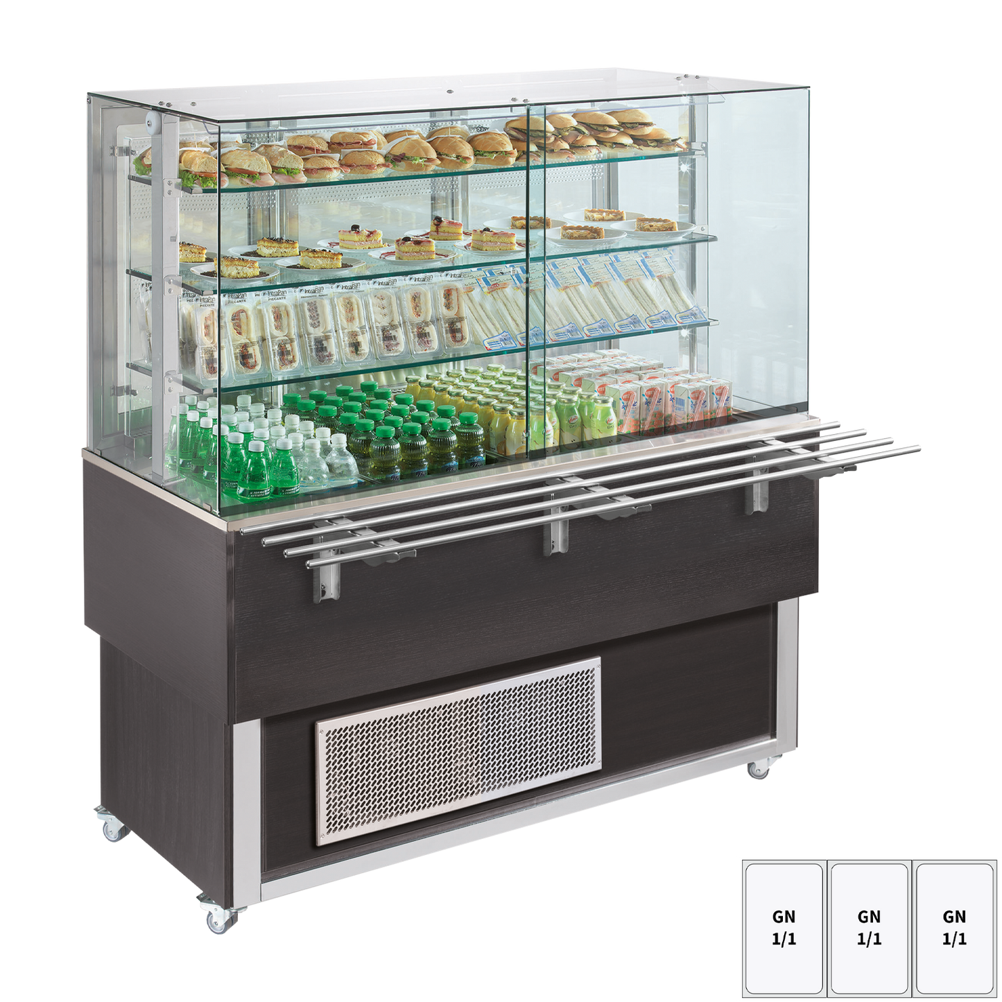 Chilled display unit GN 3-1/1 bottom cover, opening to the sides, Wenge | REDFOX - ES PLATINUM+ 3W DS