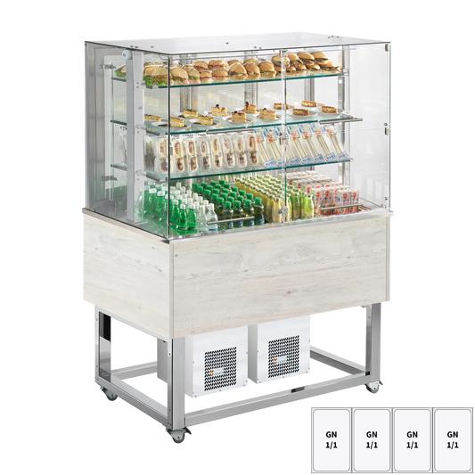 Chilled display unit GN 4-1/1 bottom cover, upwards opening, Hemlock | REDFOX - ES PLATINUM+ 4H DF