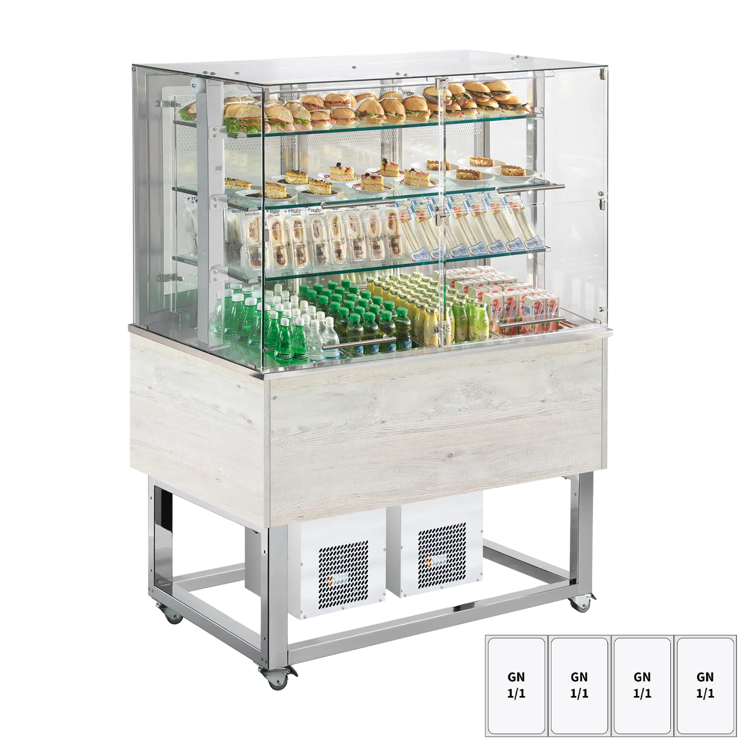 Chilled display unit GN 4-1/1 bottom cover, opening to the sides, Hemlock | REDFOX - ES PLATINUM+ 4H  DS