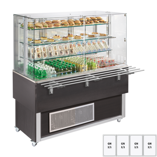Chilled display unit GN 4-1/1 bottom cover, upwards opening, Wenge | REDFOX - ES PLATINUM+ 4W DF