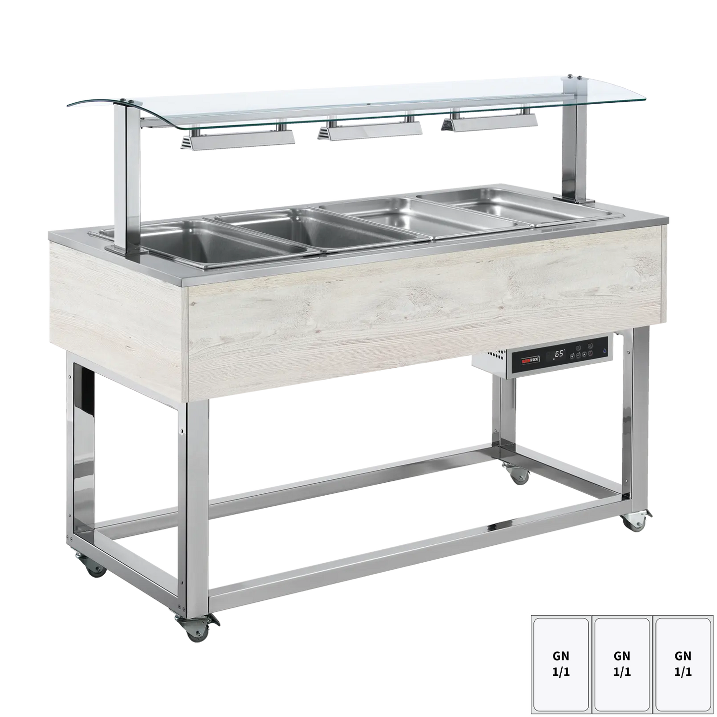 Food display island heated, bain marie tub GN 3-1/1 Hemlock | REDFOX - ES RED+ 3H