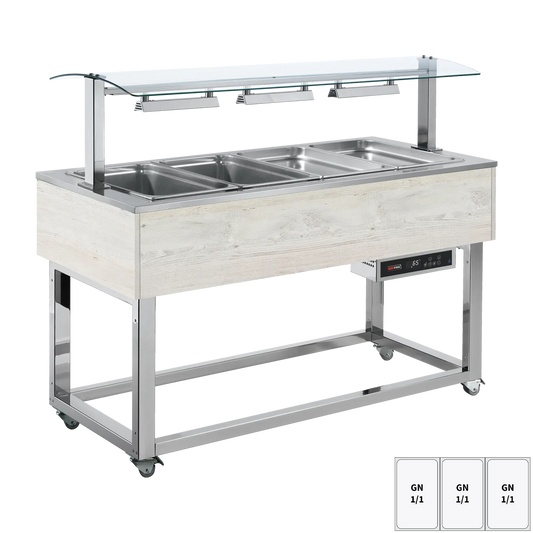 Food display island heated, bain marie tub GN 3-1/1 Hemlock | REDFOX - ES RED+ 3H