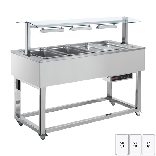 Food display island heated, bain marie tub GN 3-1/1 RAL | REDFOX - ES RED+ 3R