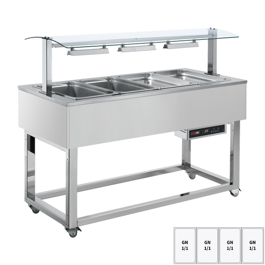 Food display island heated, bain marie tub GN 4-1/1 RAL | REDFOX - ES RED+ 4R