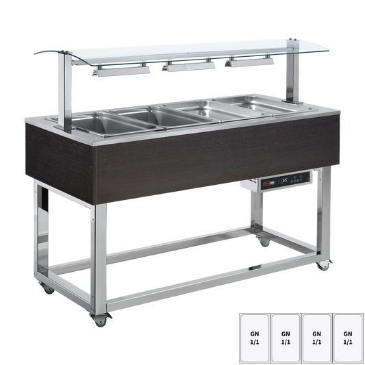 Food display island heated, bain marie tub GN 4-1/1 Wenge | REDFOX - ES RED+ 4W