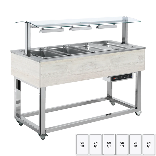 Food display island heated, bain marie tub GN 6-1/1 Hemlock | REDFOX - ES RED+ 6H