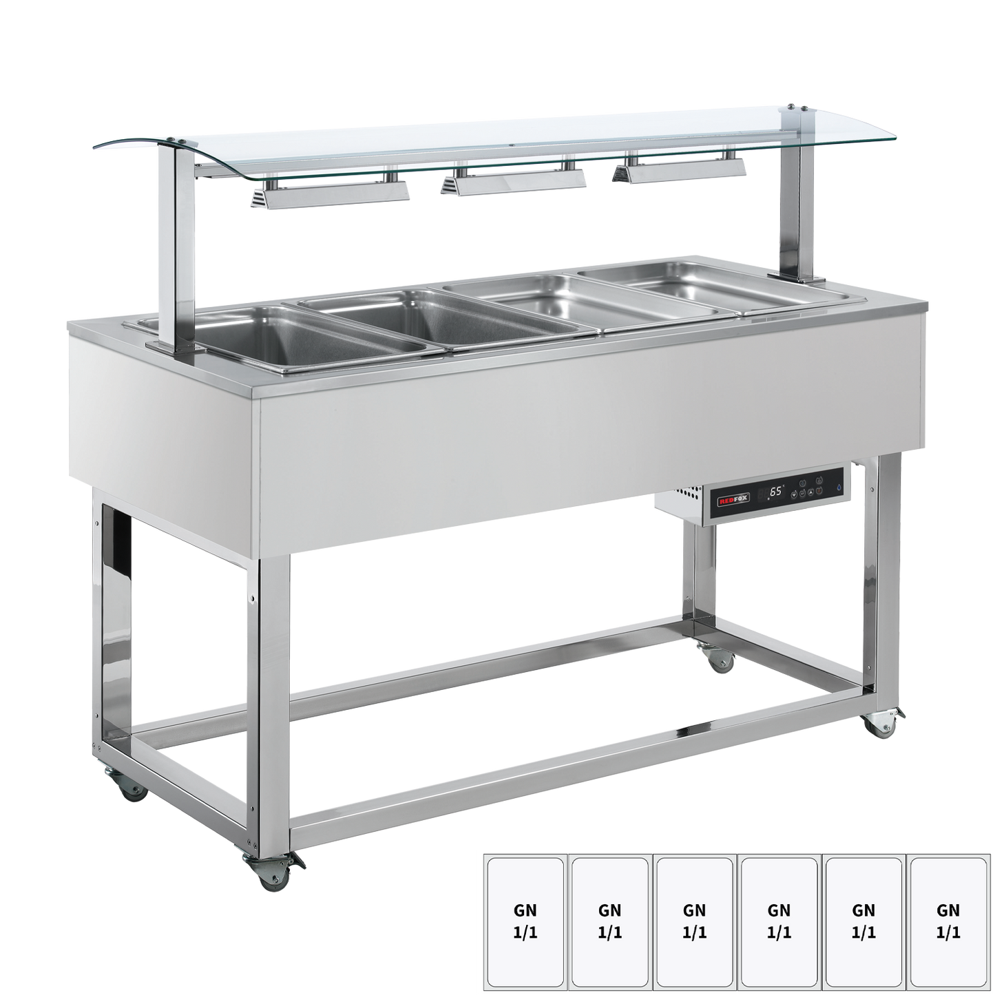 Food display island heated, bain marie tub GN 6-1/1 RAL | REDFOX - ES RED+ 6R