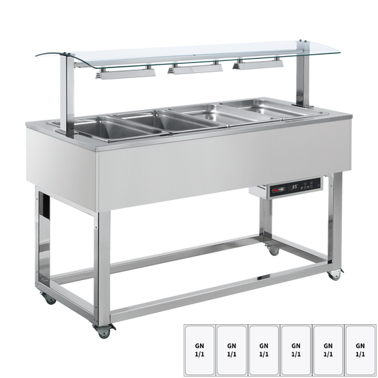 Food display island heated, bain marie tub GN 6-1/1 RAL | REDFOX - ES RED+ 6R