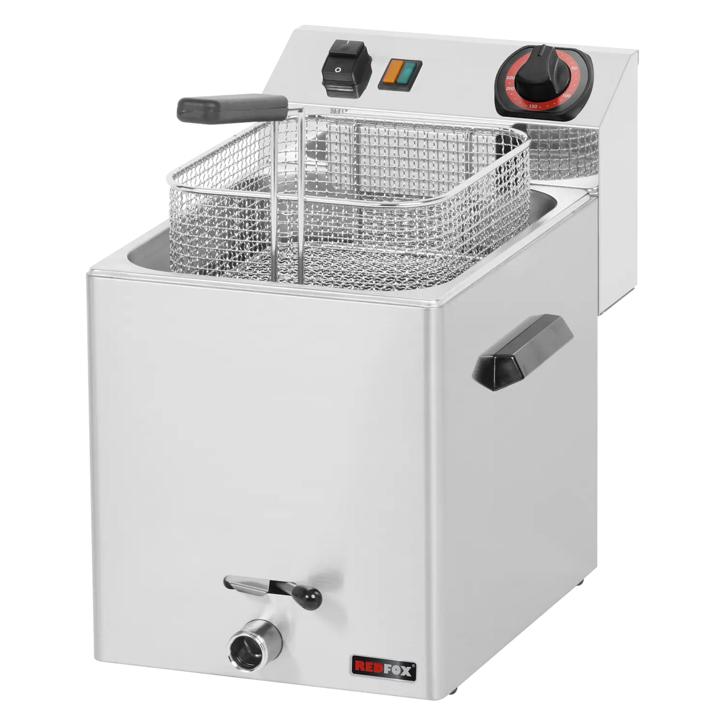Electric fryer 0,75 kW/l, 8 l counter top drain tap 400 V | REDFOX - FE 07 VT