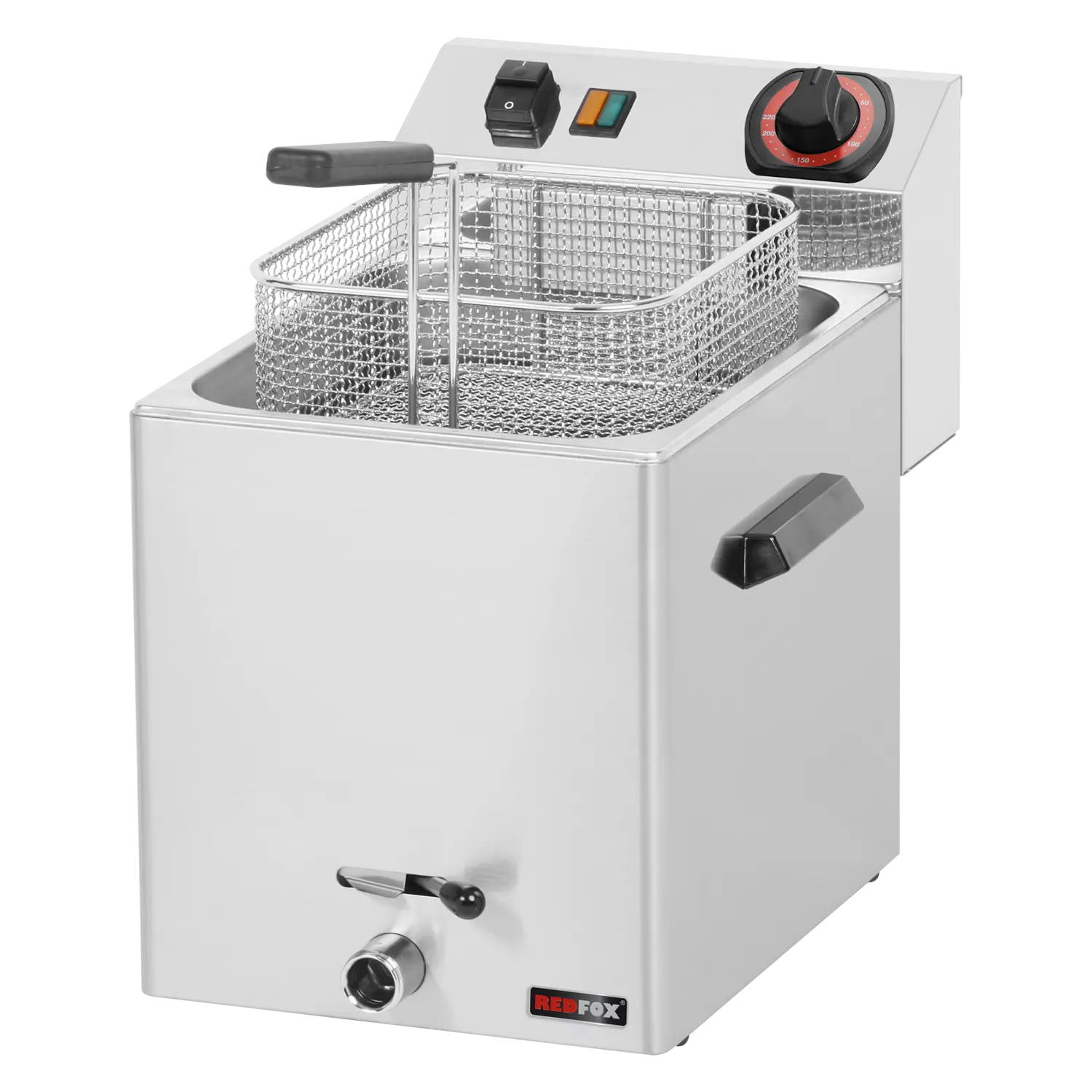 Electric fryer 0,75 kW/l, 8 l counter top drain tap 400 V | REDFOX - FE 07 VT