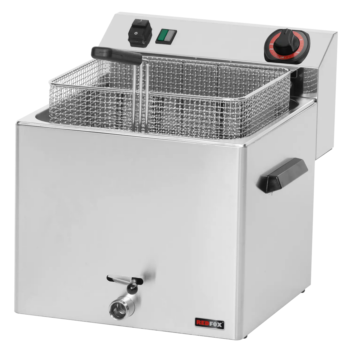 Electric fryer 0,74 kW/l, 11 l counter top drain tap 400 V | REDFOX - FE 10 T