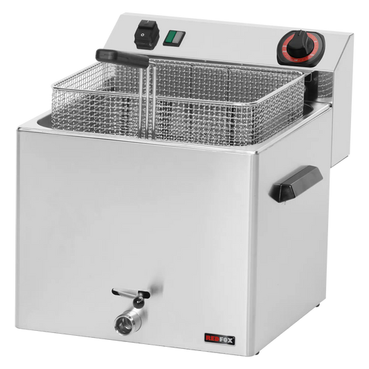Electric fryer 0,74 kW/l, 11 l counter top drain tap 400 V | REDFOX - FE 10 T