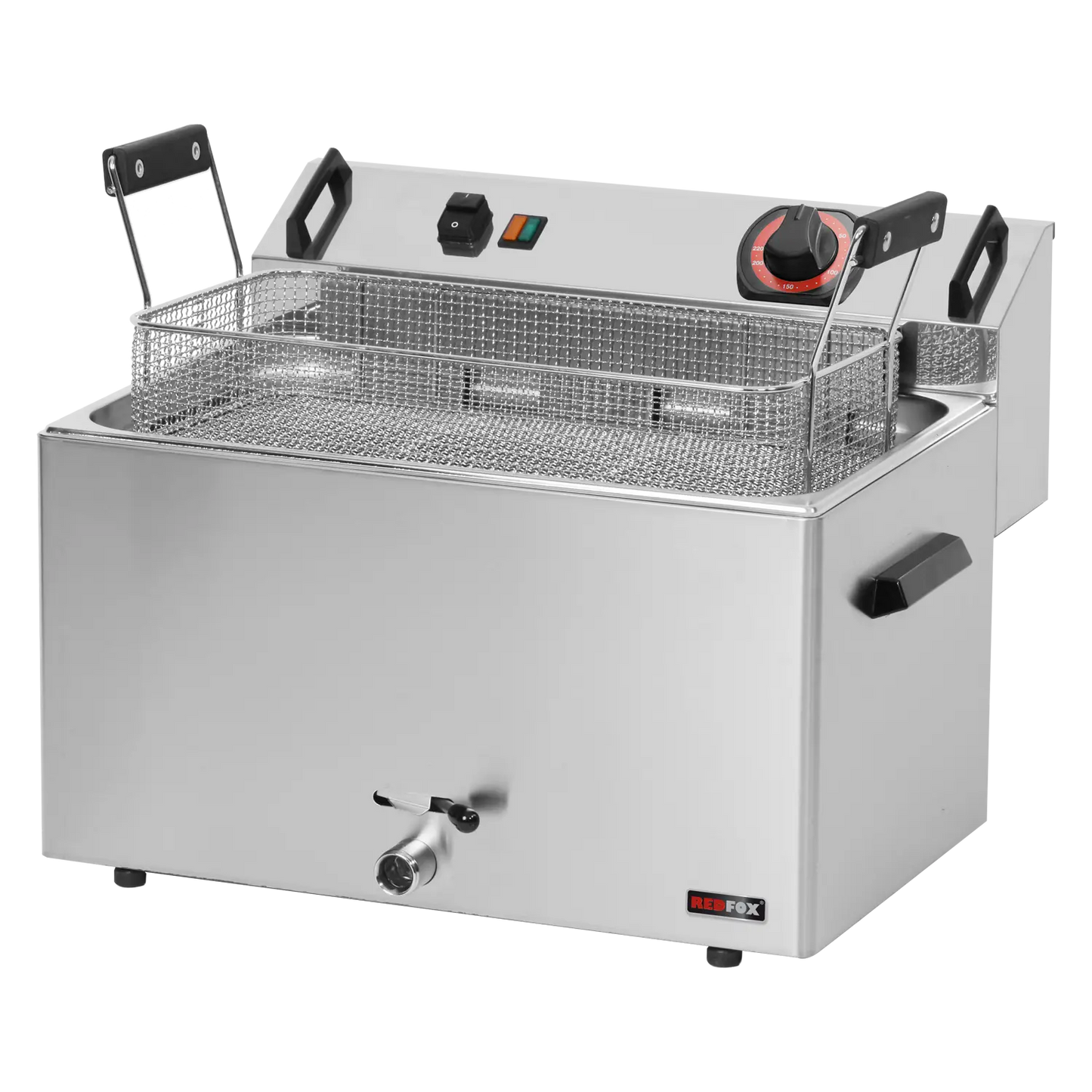 Electric fryer 0,56 kW/l, 16 l counter top drain tap 400 V | REDFOX - FE 30 T