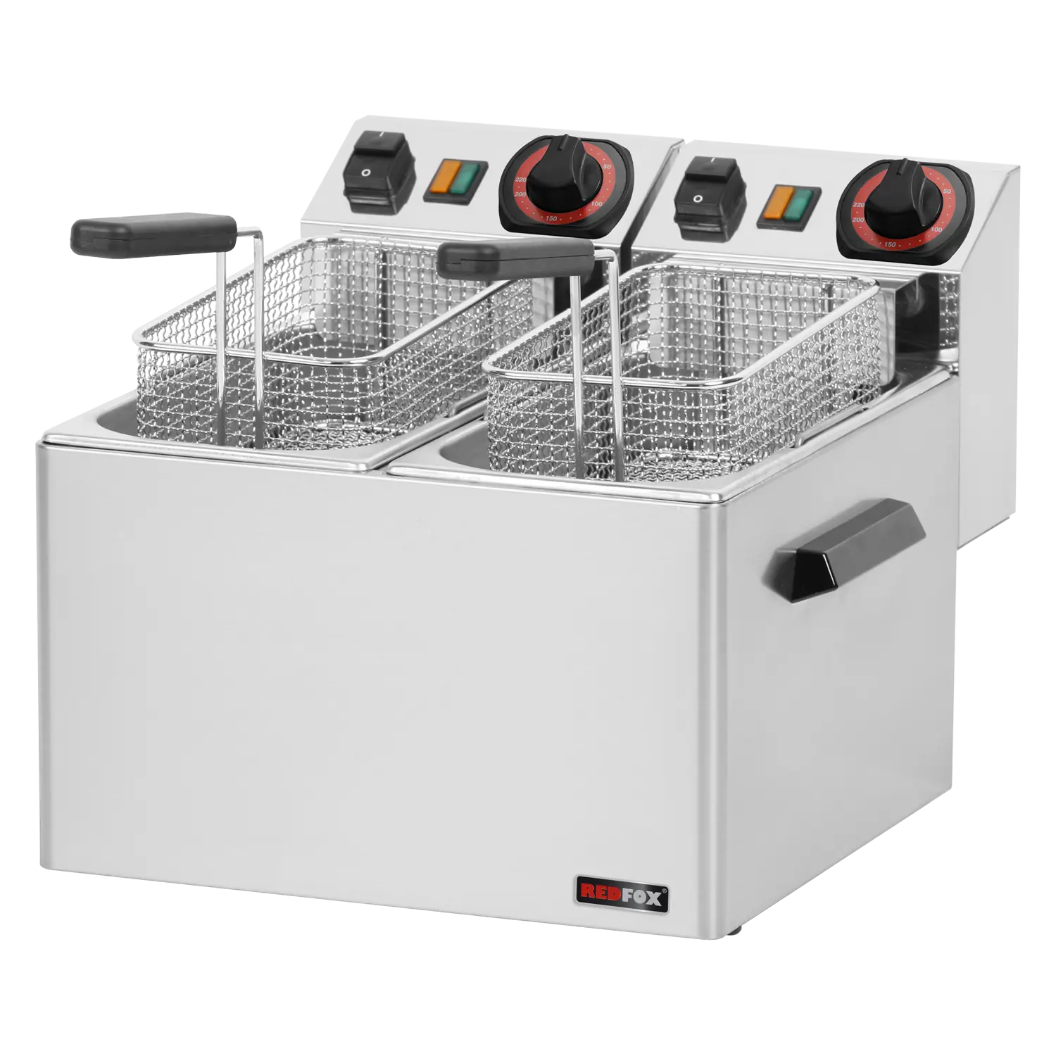 Electric fryer 2 baskets 0,42 kW/l, 5+5 l counter top 230 V | REDFOX - FE 44