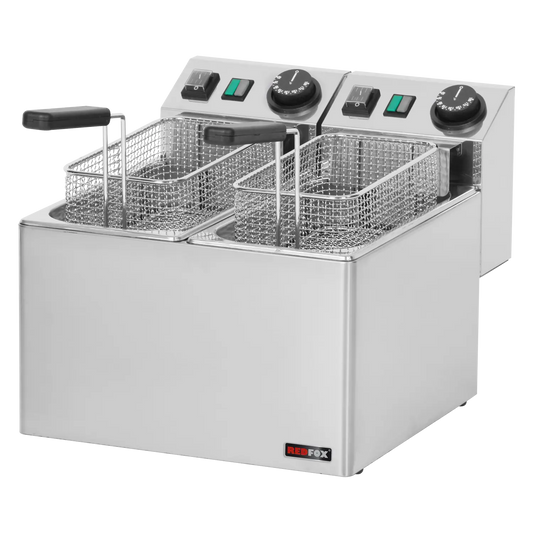 Electric fryer 2 baskets 0,42 kW/l, 5+5 l counter top 230 V | REDFOX - FE 44 E