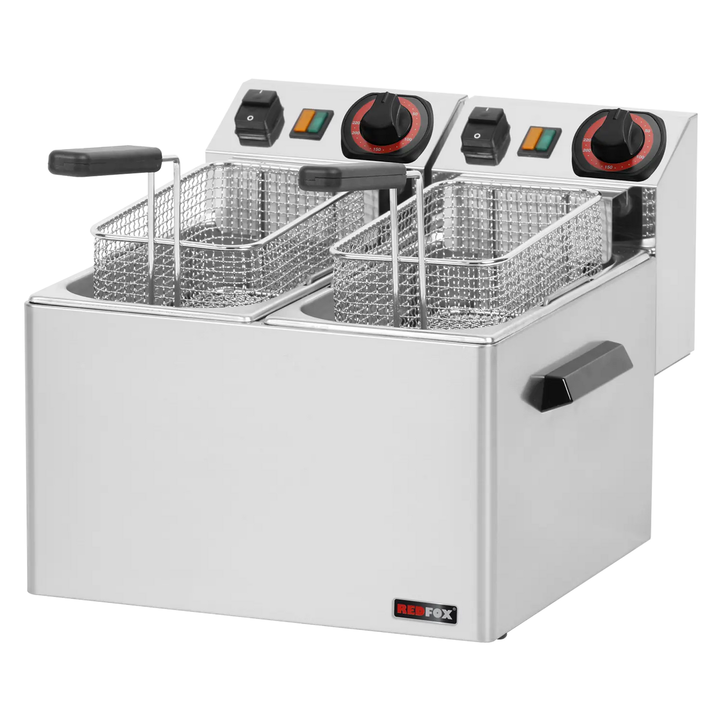Electric fryer 2 baskets 0,6 kW/l, 5+5 l counter top 230 V | REDFOX - FE 44 S