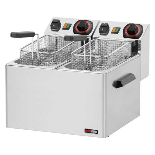 Electric fryer 2 baskets 0,6 kW/l, 5+5 l counter top 230 V | REDFOX - FE 44 S
