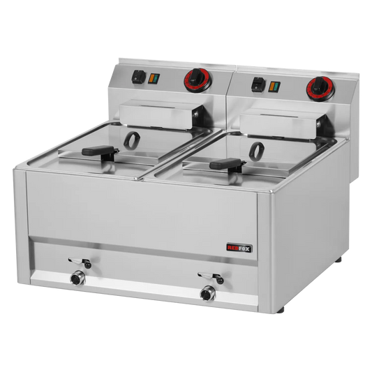 Electric fryer 2 baskets 0,38 kW/l, 8+8 l without cabinet 230 V | REDFOX - FE 60 EL