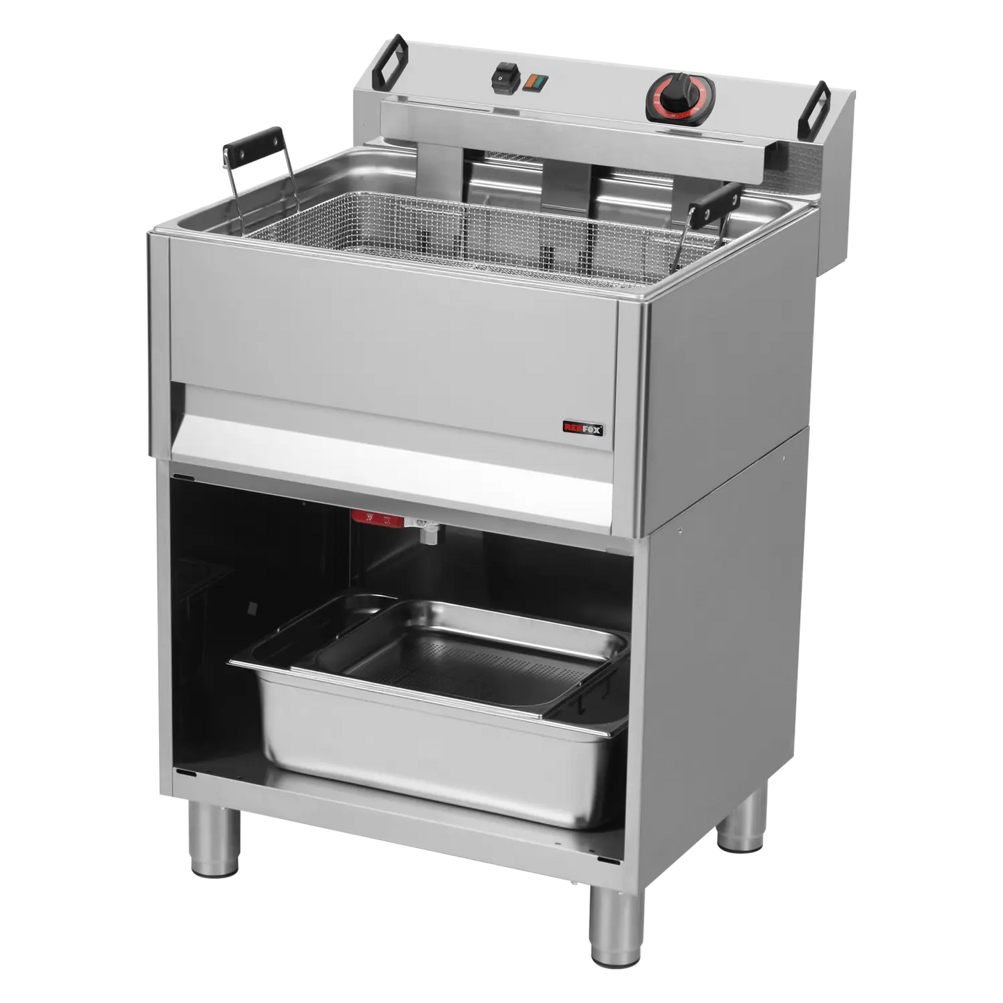 Electric fryer 0,5 kW/l, 30 l counter top drain tap 400 V | REDFOX - FE 60 T/P