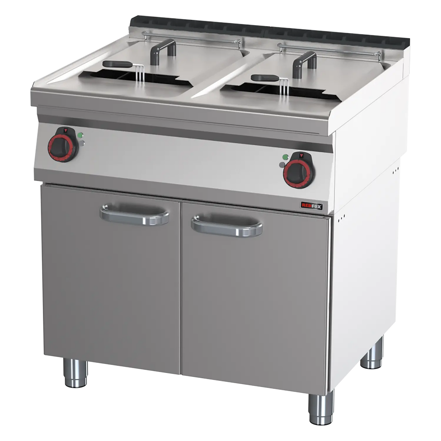 Electric fryer 2 baskets 0,8 kW/l, 17+17 l on cabinet 400 V | REDFOX - FE 70/80 E
