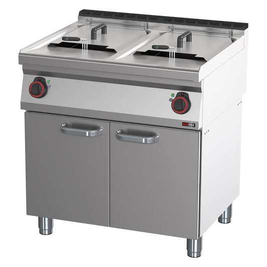 Electric fryer 2 baskets 0,8 kW/l, 17+17 l on cabinet 400 V | REDFOX - FE 70/80 E
