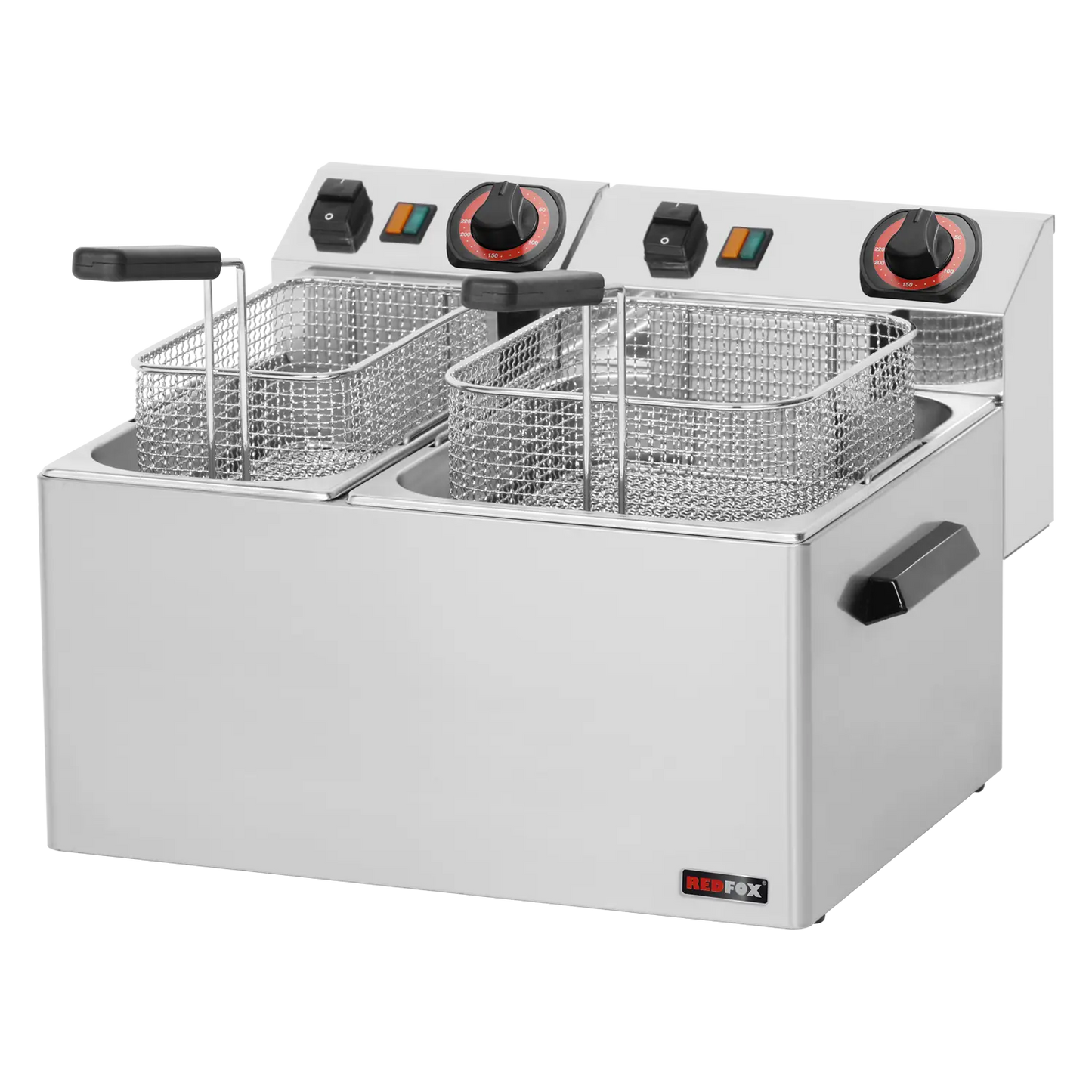Electric fryer 0,42 + 0,38 kW/l, 8 + 5 l counter top 230 V | REDFOX - FE 74