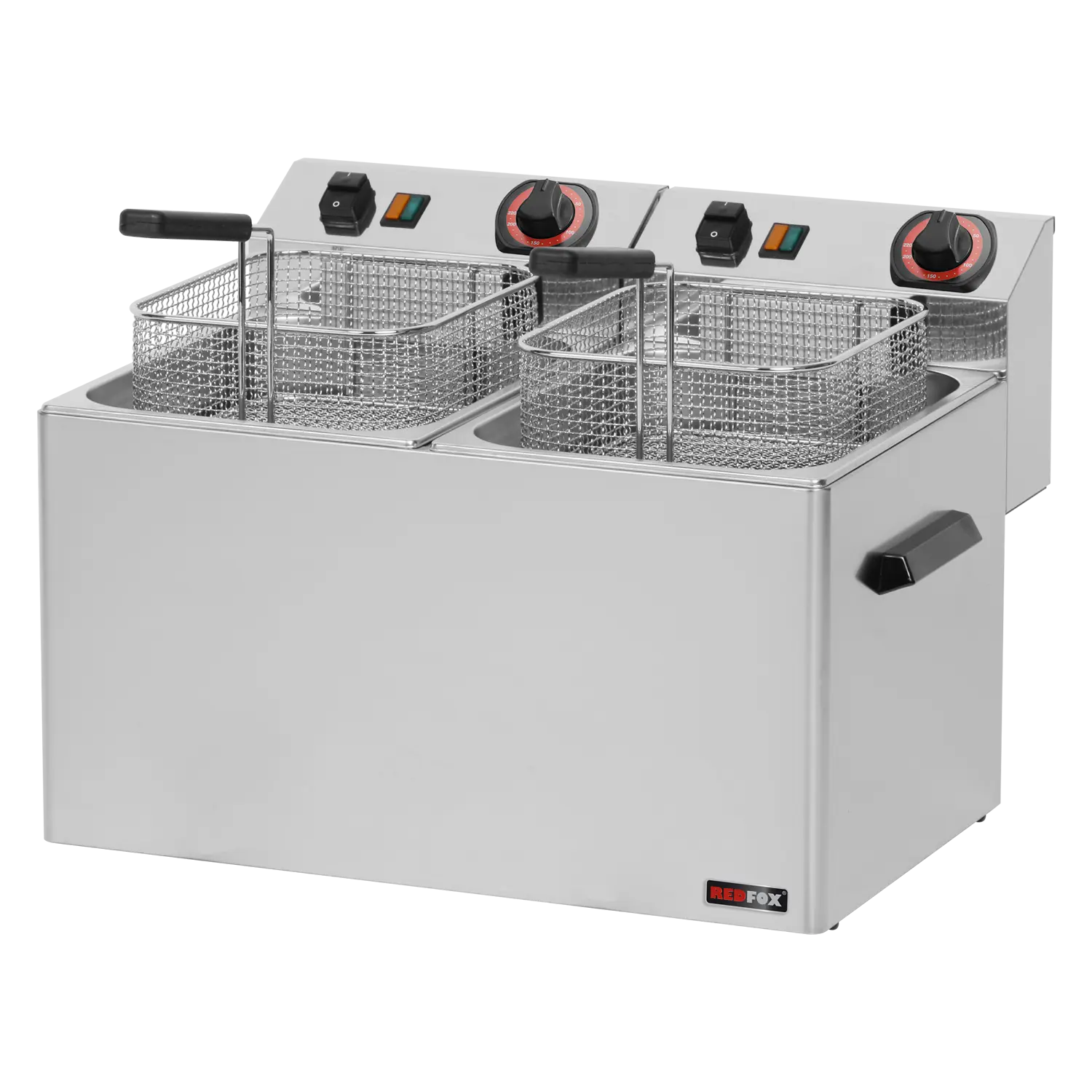 Electric fryer 2 baskets 0,38 kW/l, 8+8 l counter top 230 V | REDFOX - FE 77