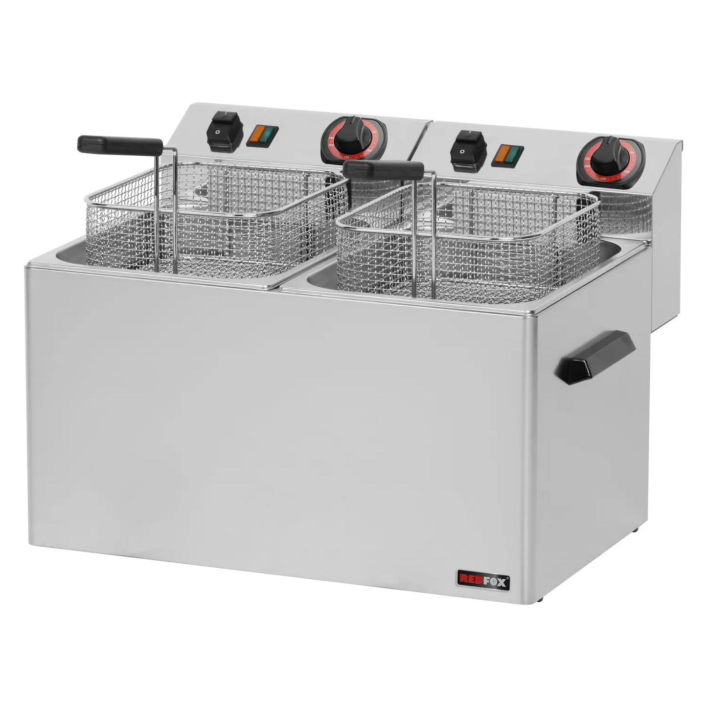 Electric fryer 2 baskets 0,75 kW/l, 8+8 l counter top 400 V | REDFOX - FE 77 T