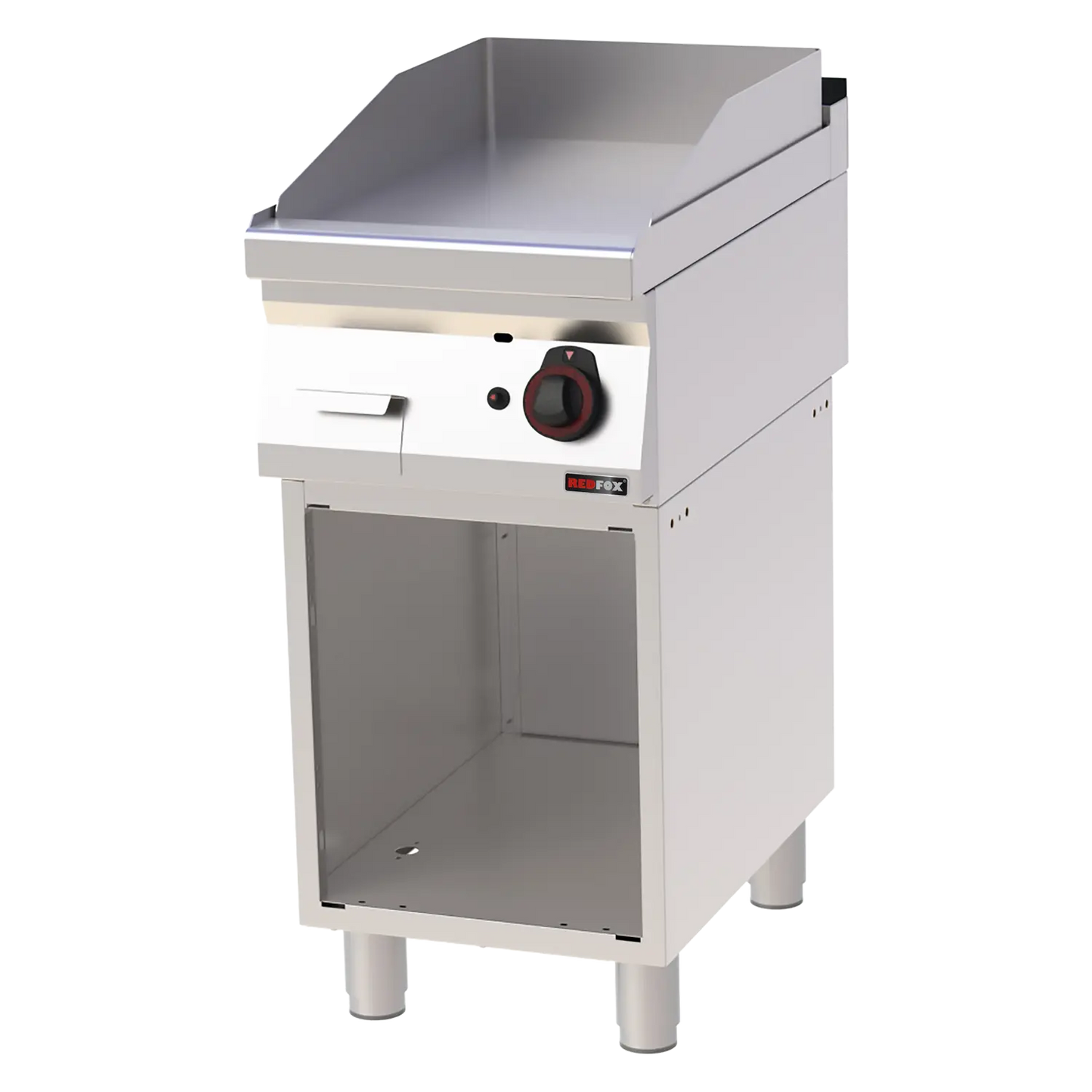 Fry-top griddle plate 40x51 gas smooth on open cabinet | REDFOX - FTH 70/40 G