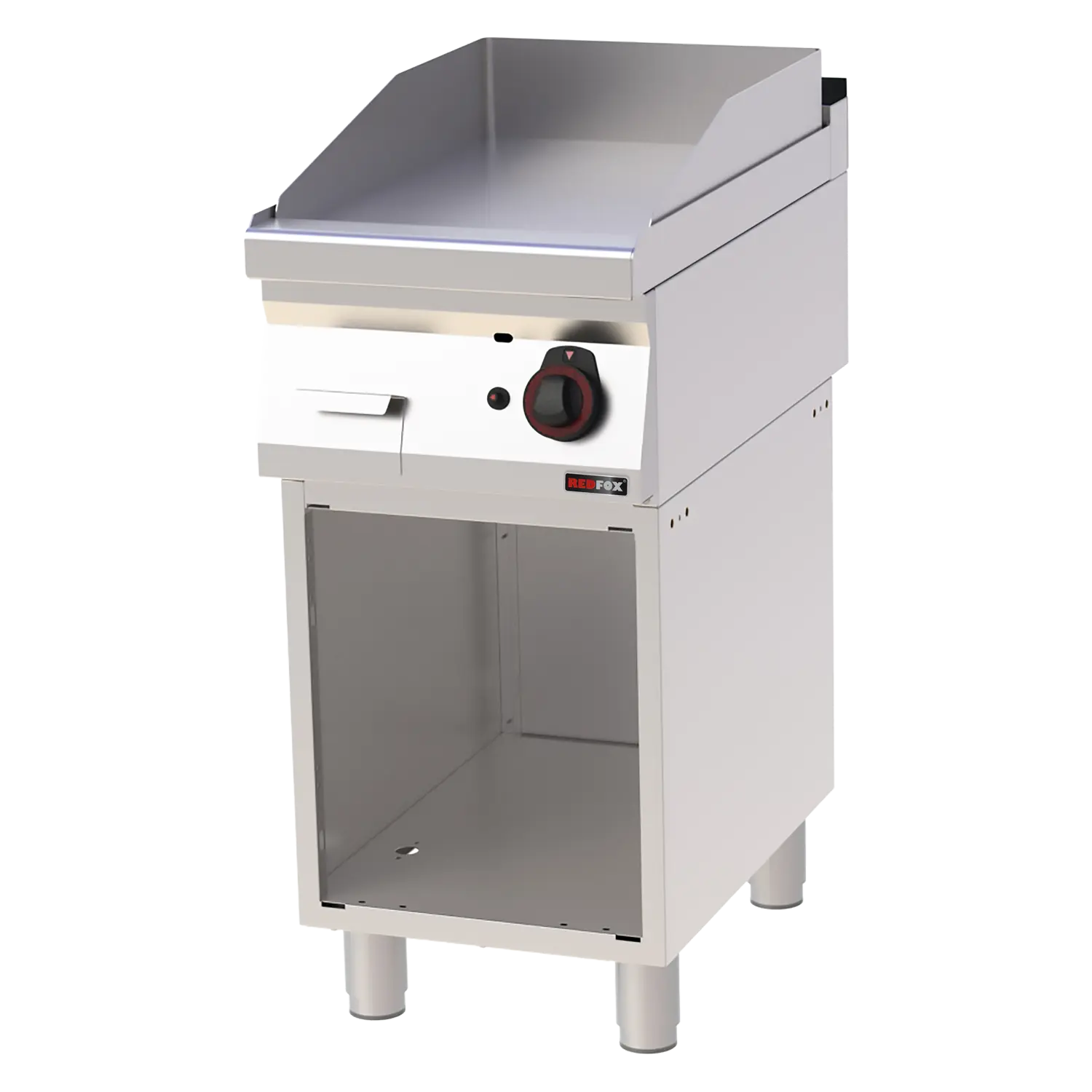 Fry-top griddle plate 40x51 gas smooth on open cabinet | REDFOX - FTH 70/40 G