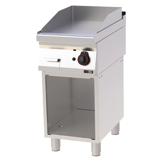 Fry-top griddle plate 40x51 gas smooth on open cabinet | REDFOX - FTH 70/40 G