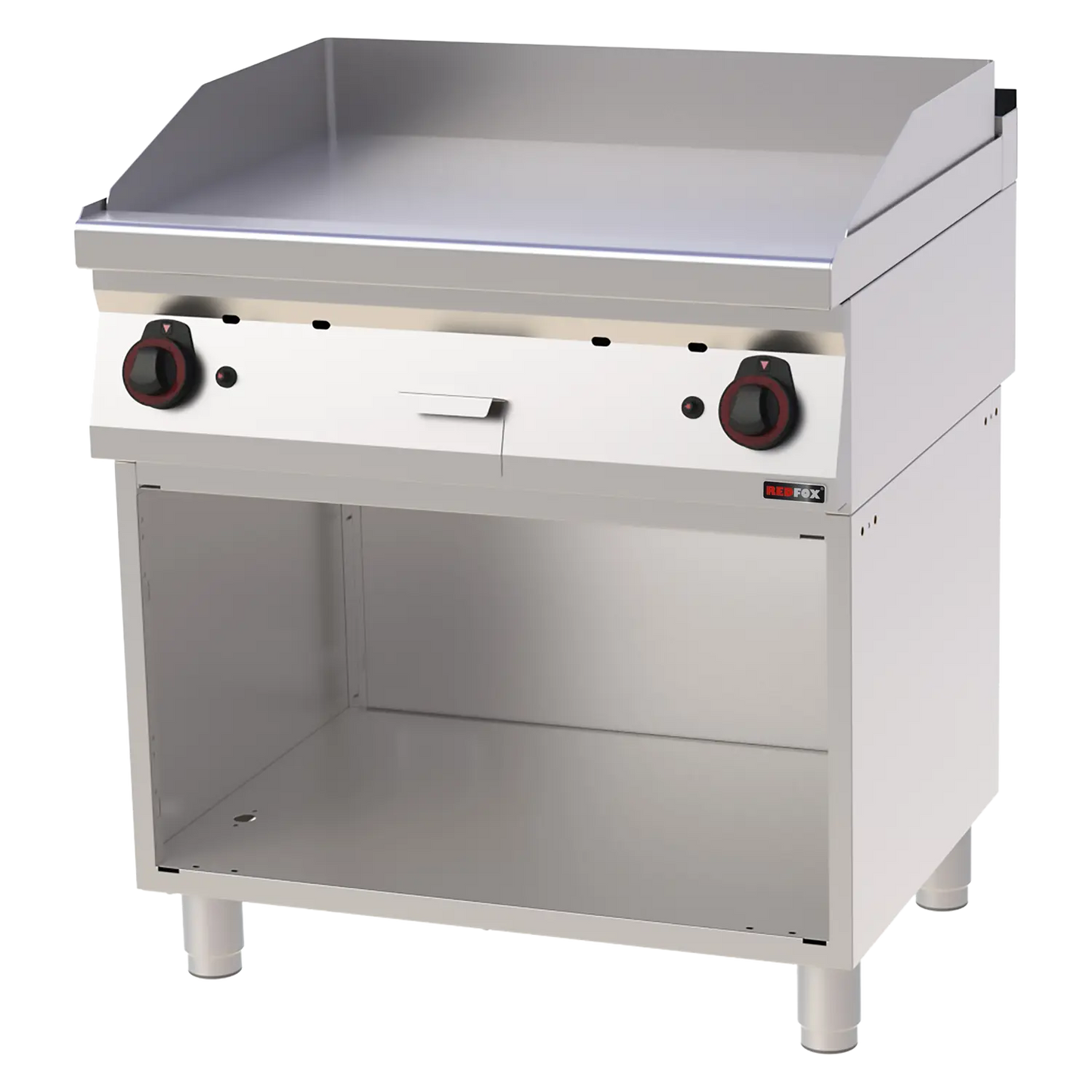 Fry-top griddle plate 80x51 gas smooth on open cabinet | REDFOX - FTH 70/80 G