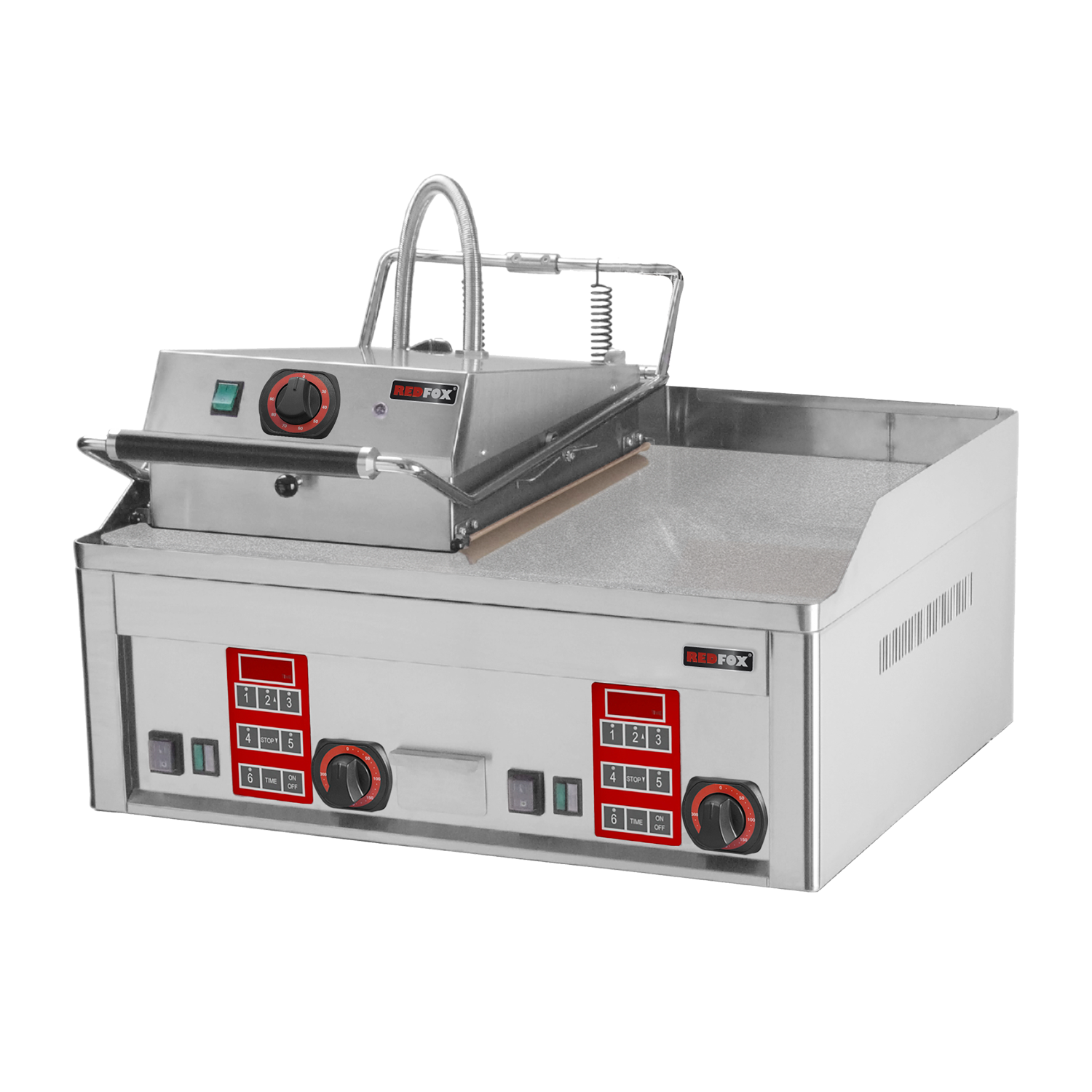 Steak grill electric with digital timer and top contact plate 65x48 table | REDFOX - FTHC 60 ED + KD 30 T
