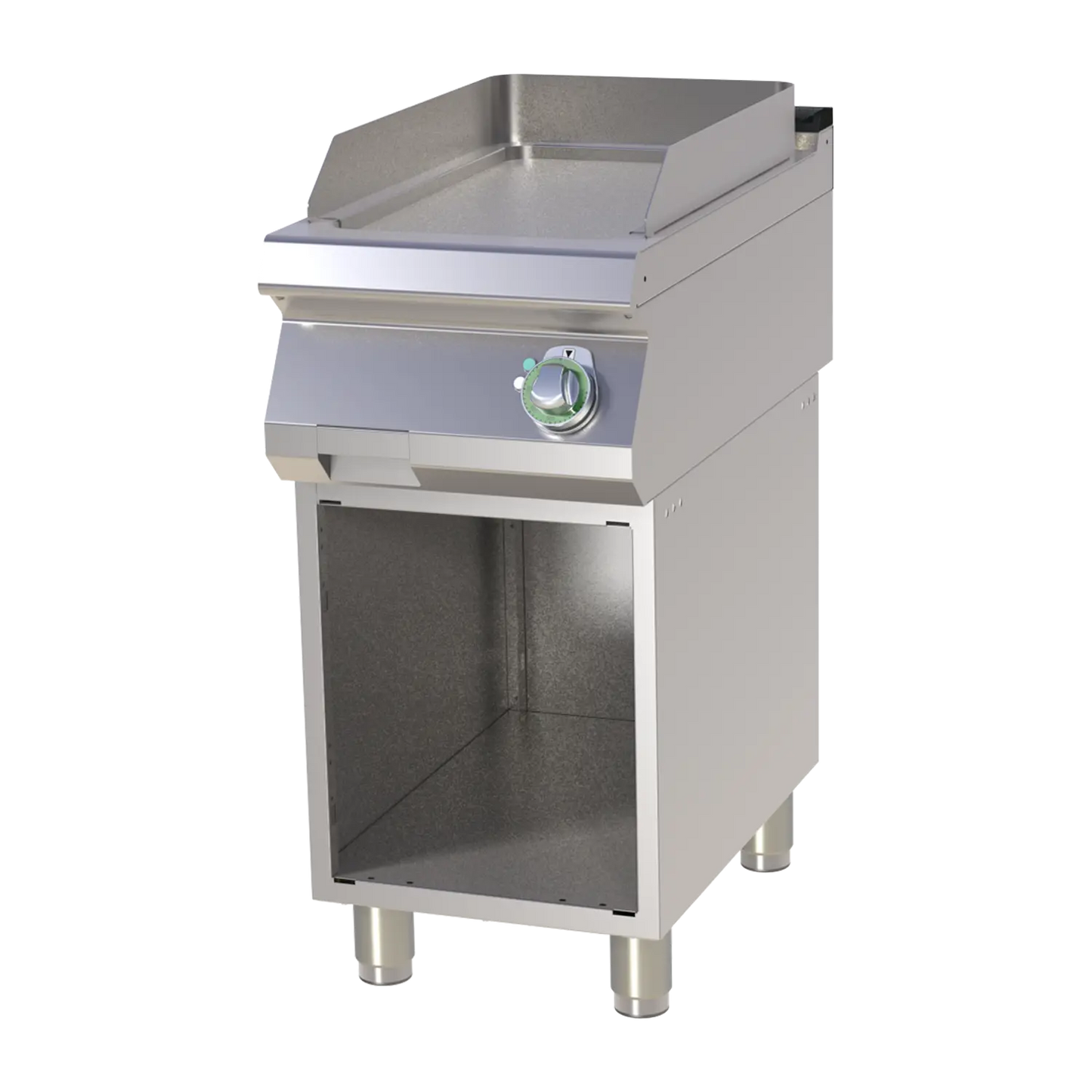 Fry-top griddle plate smooth chromed on open cabinet | RM - FTHC 740 E