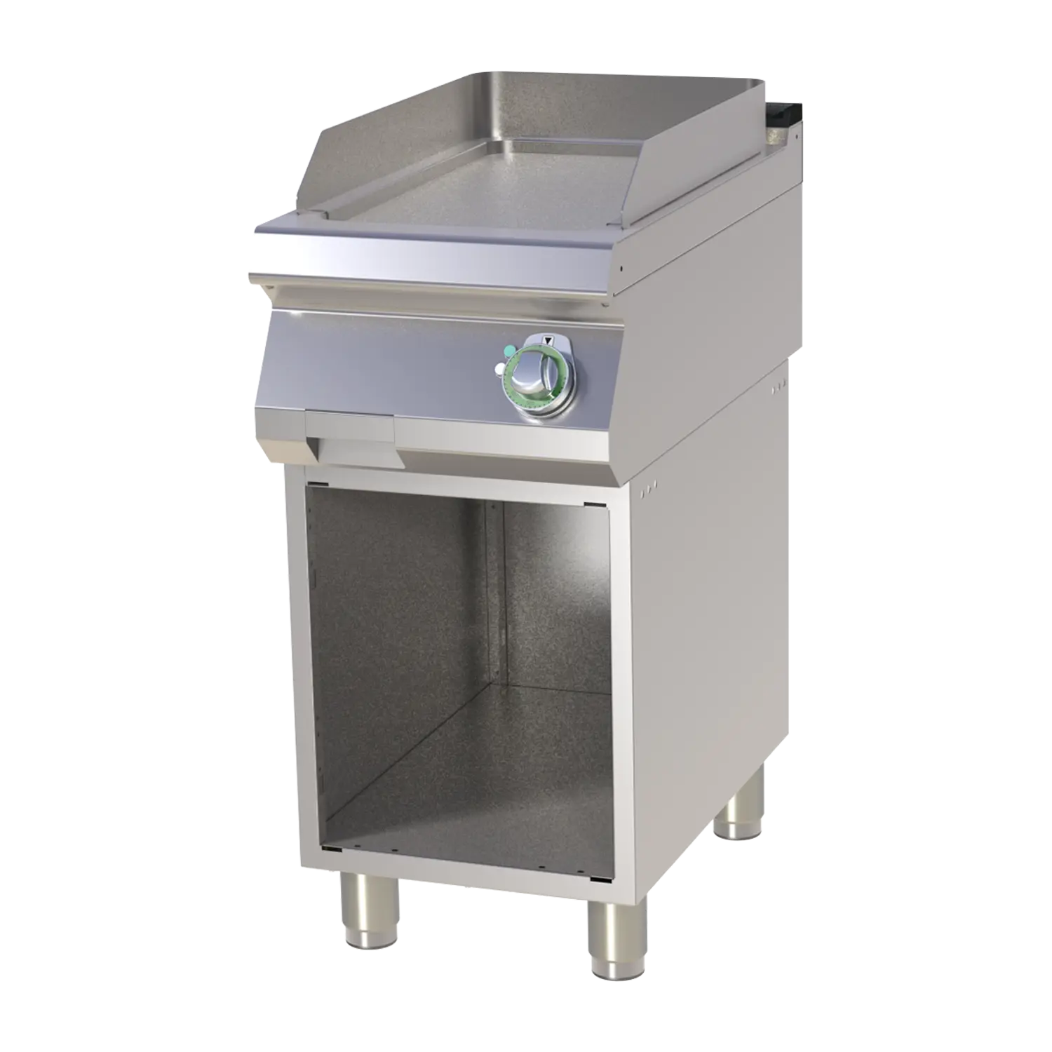 Fry-top griddle plate smooth chromed on open cabinet | RM - FTHC 740 E