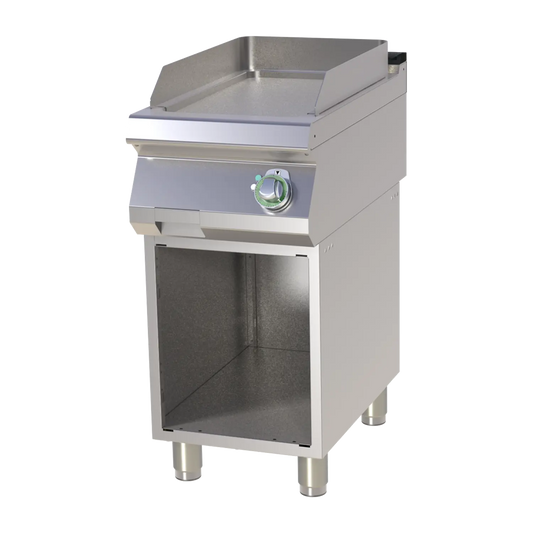 Fry-top griddle plate smooth chromed on open cabinet | RM - FTHC 740 E