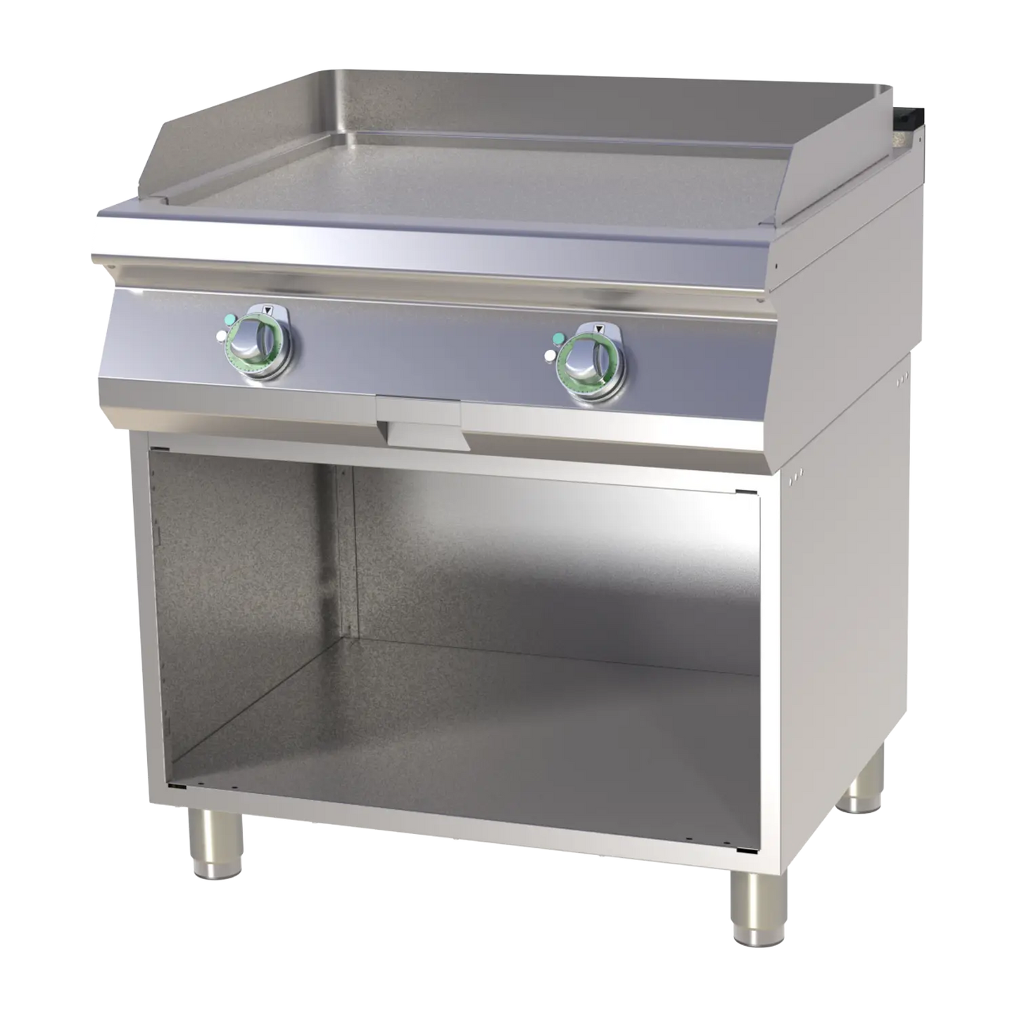 Fry-top griddle plate smooth chromed on open cabinet | RM - FTHC 780 E