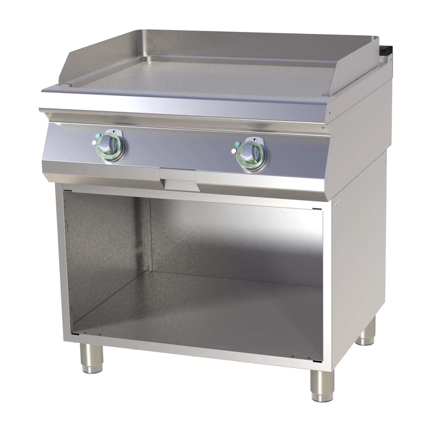 Fry-top griddle plate smooth chromed on open cabinet | RM - FTHC 780 E