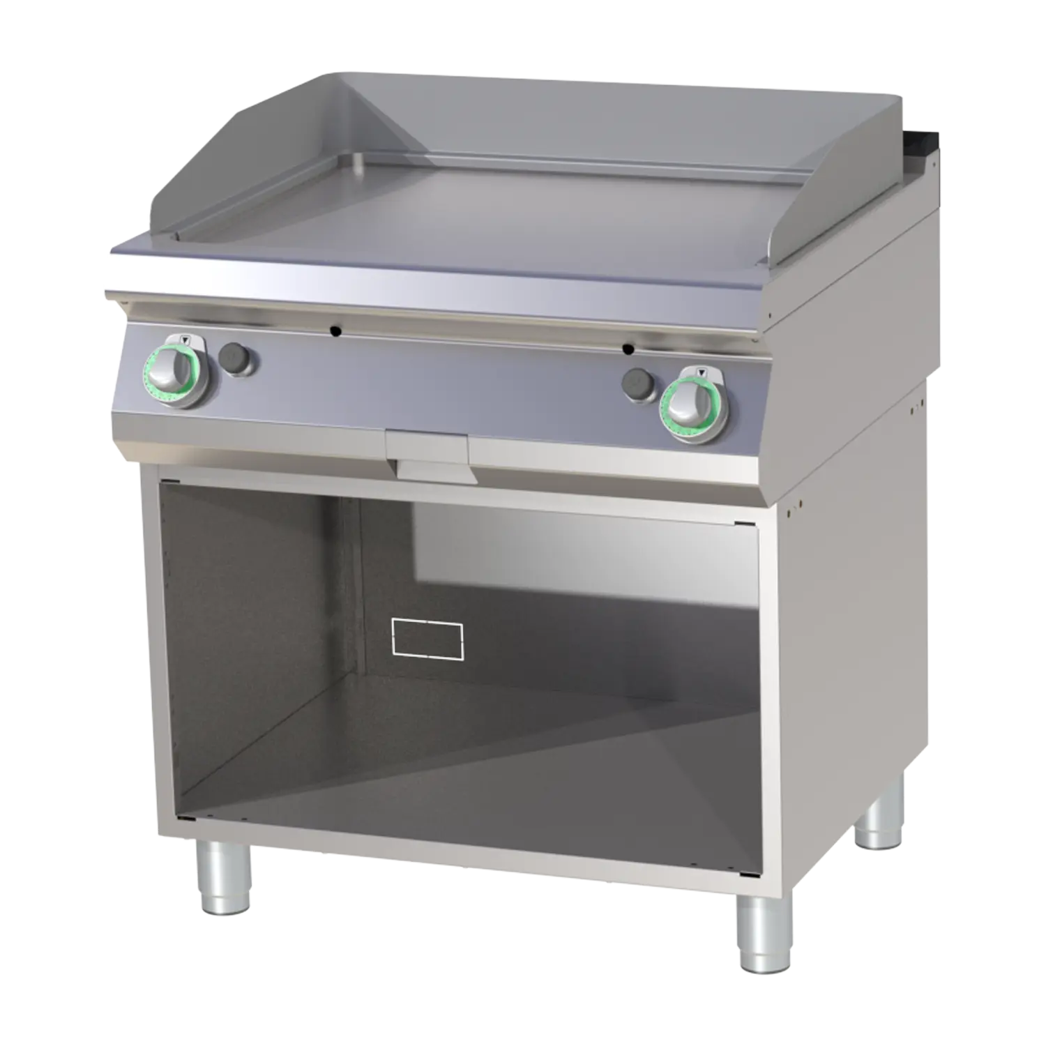 Fry-top griddle plate smooth chromed on open cabinet | RM - FTHC 780 G