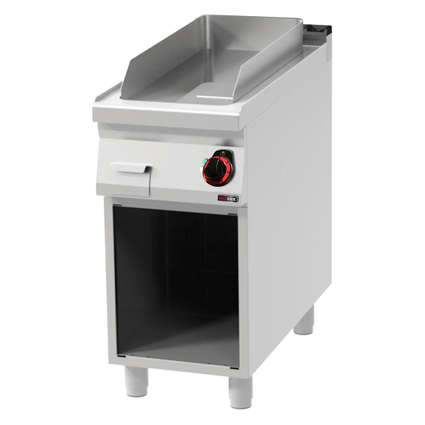 Fry-top griddle plate 31x65 electric chromed smooth on open cabinet 400 V | REDFOX - FTHC 90/40 E
