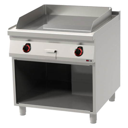 Fry-top griddle plate 71x65 electric chromed smooth on open cabinet 400 V | REDFOX - FTHC 90/80 E
