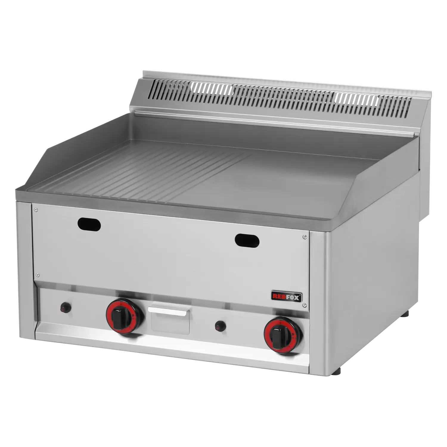Fry-top griddle plate 65x48 gas grooved without cabinet | REDFOX - FTHR 60 GL