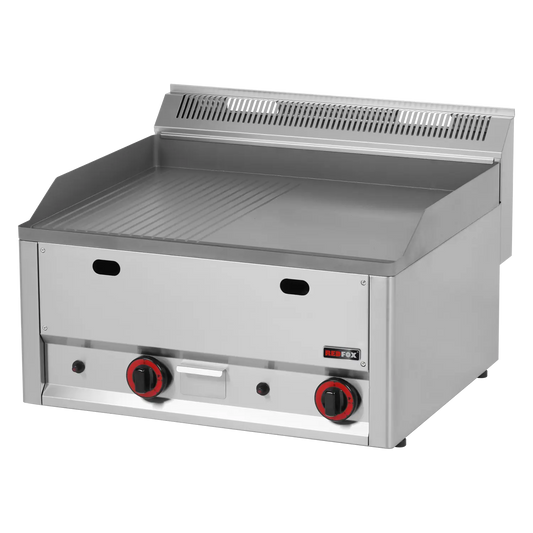 Fry-top griddle plate 65x48 gas grooved without cabinet | REDFOX - FTHR 60 GL